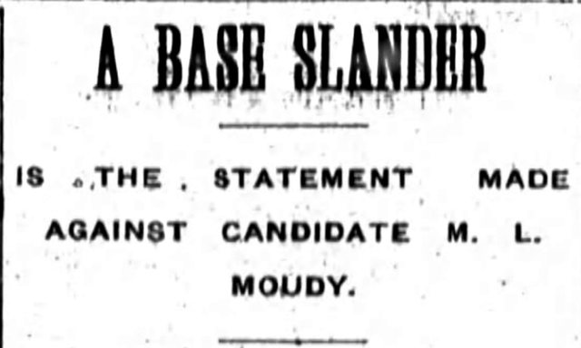 Top of the clipping: A Base Slander, The Fort Wayne Journal-Gazette, October 27, 1900