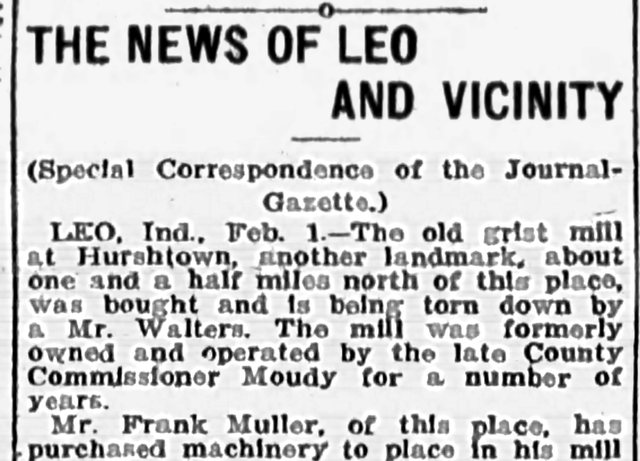 Top of the clipping: The News of Leo and Vicinity, The Fort Wayne Journal-Gazette, February 2, 1909
